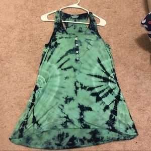 Aqua and blue tie-dye racerback tunic